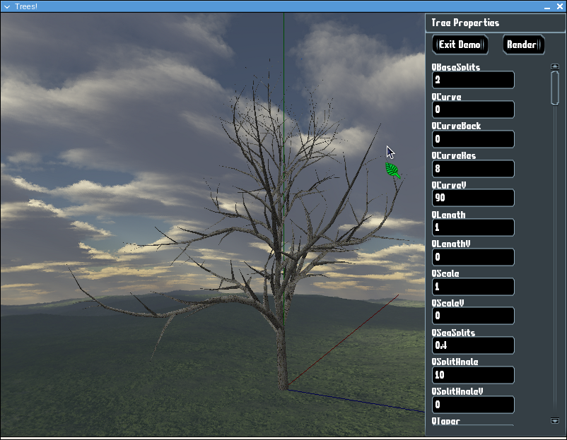 Screenshot of the running trees program